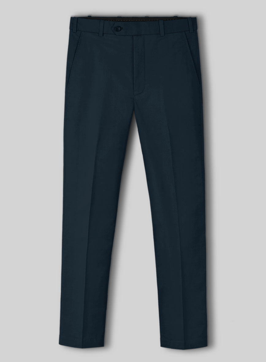 Italian Marine Blue Cotton Stretch Pants - StudioSuits