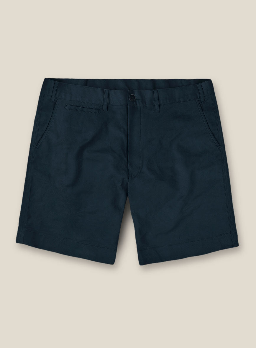 Italian Marine Blue Cotton Stretch Shorts - StudioSuits