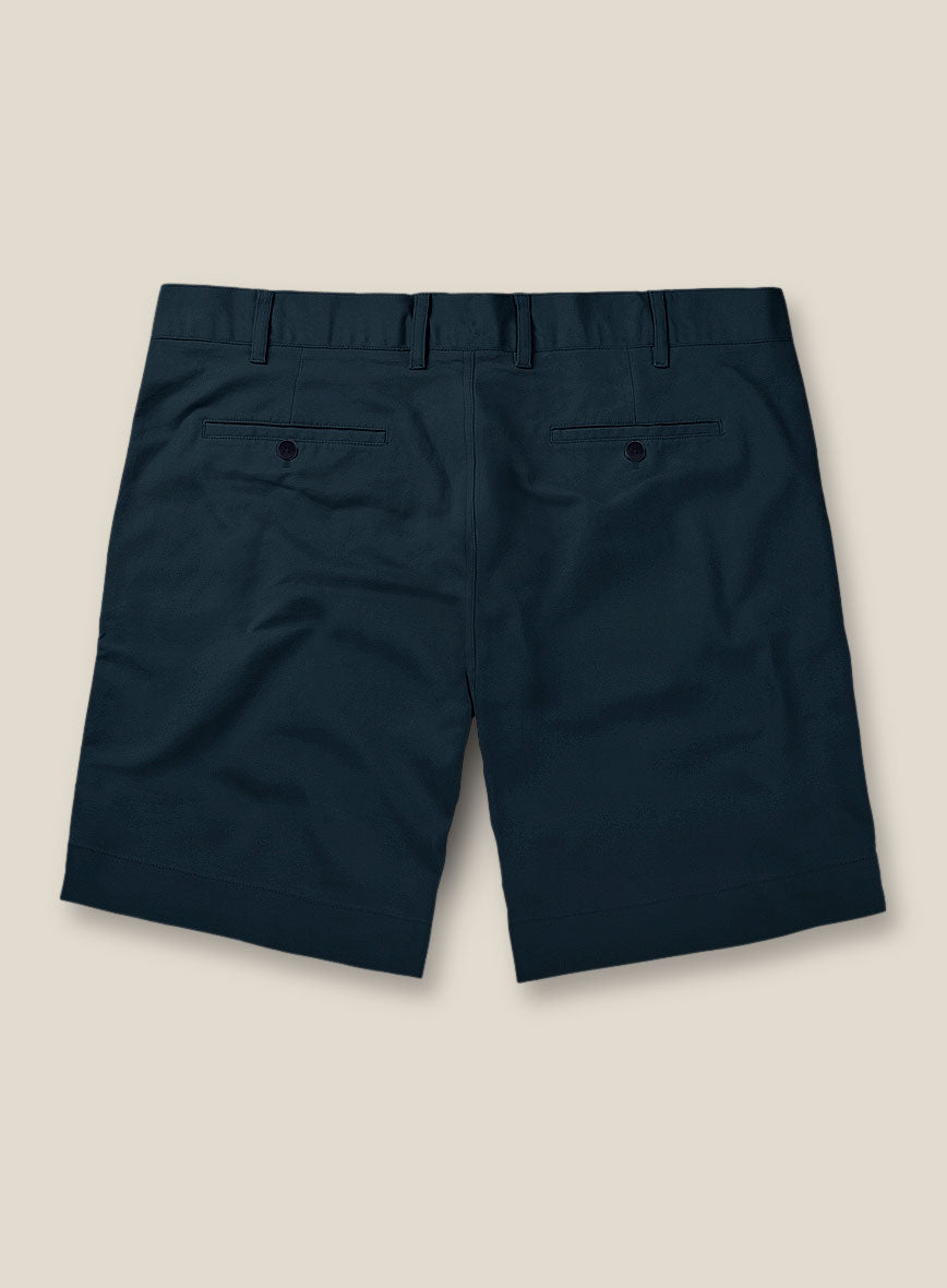 Italian Marine Blue Cotton Stretch Shorts - StudioSuits
