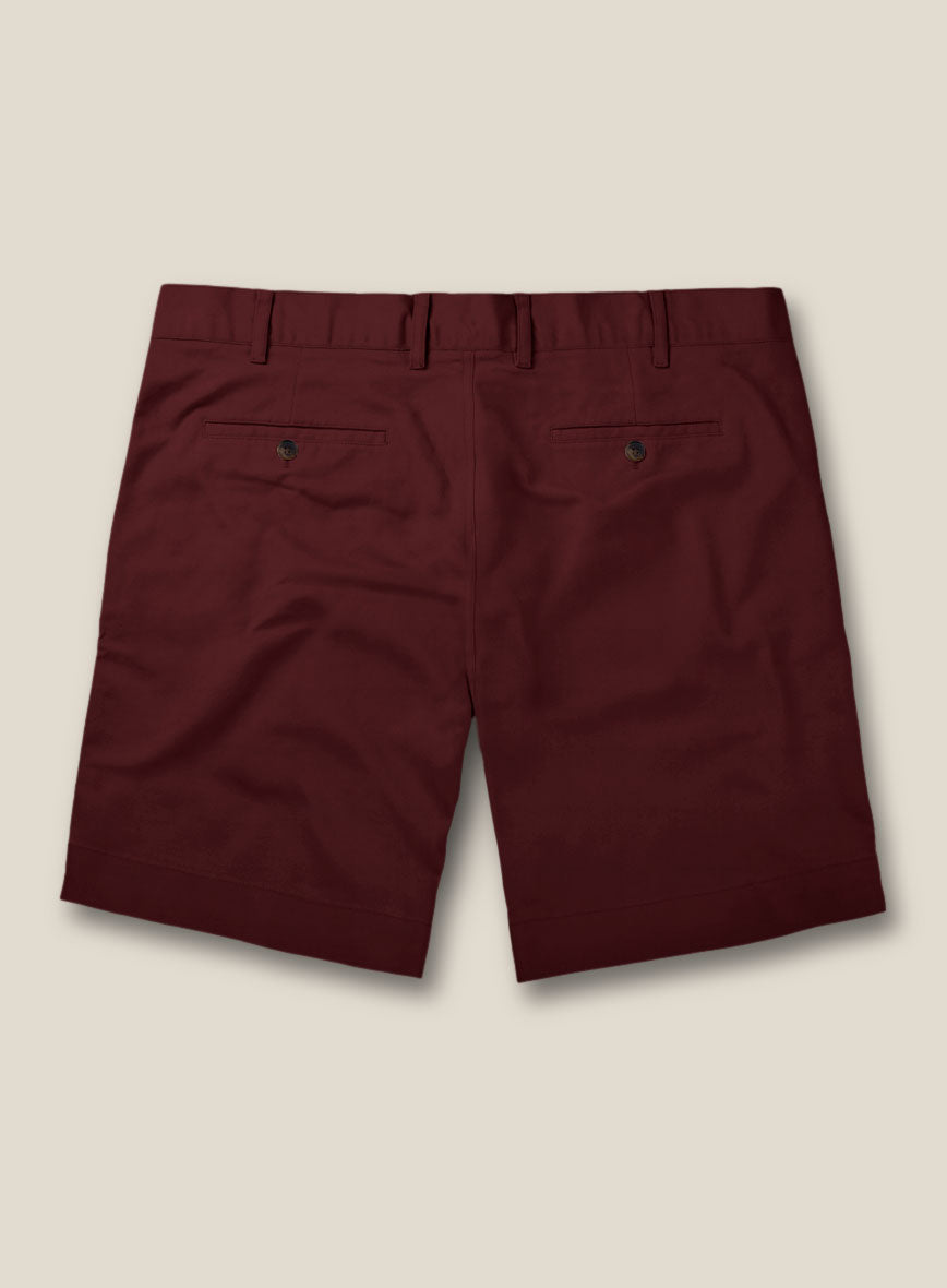 Italian Maroon Cotton Stretch Shorts - StudioSuits