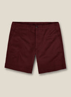 Italian Maroon Cotton Stretch Shorts - StudioSuits