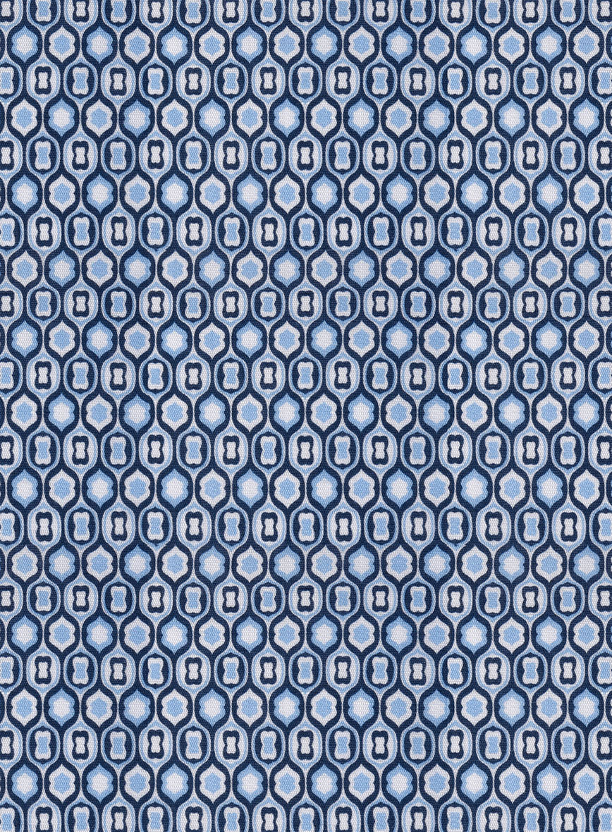 Italian Medallion Blue Summer Linen Shirt - StudioSuits