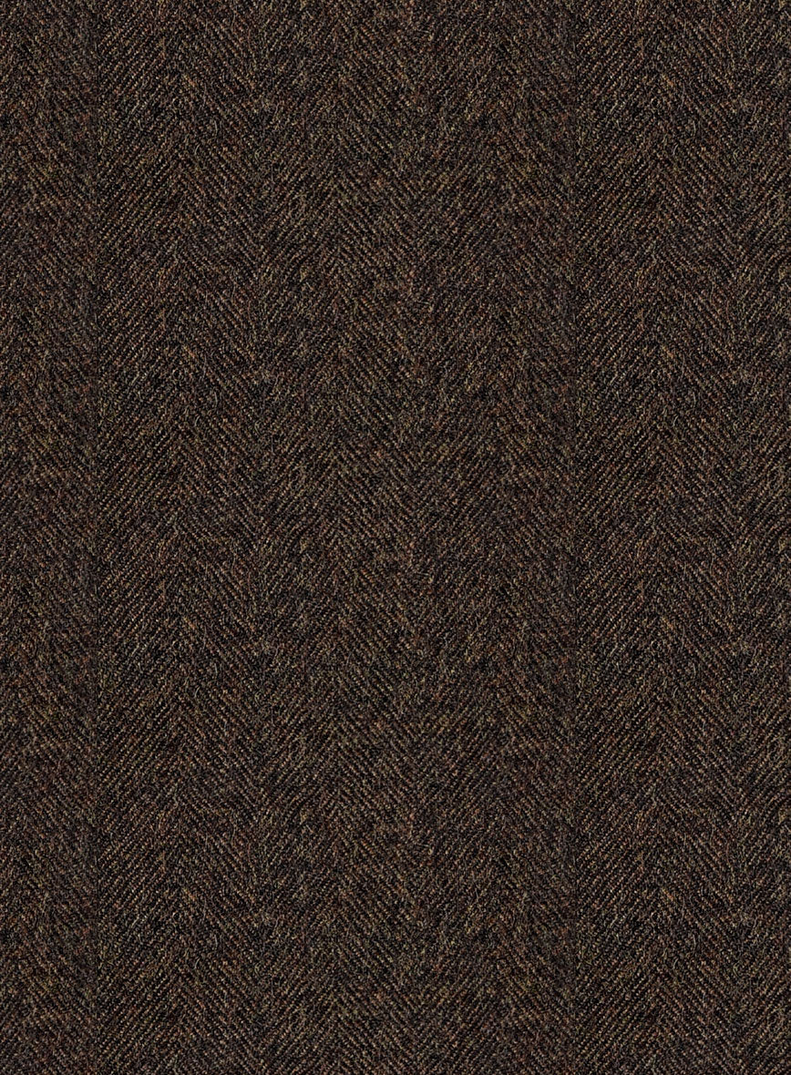 Italian Melange Brown Herringbone Flannel Jacket - StudioSuits