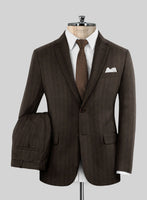 Italian Melange Brown Herringbone Flannel Suit - StudioSuits