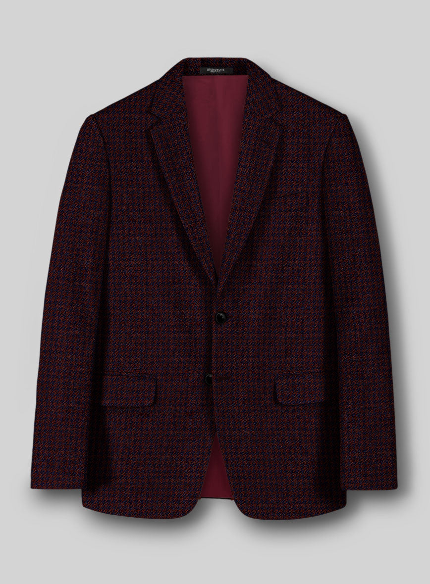 Italian Merlot Houndstooth Tweed Jacket - StudioSuits