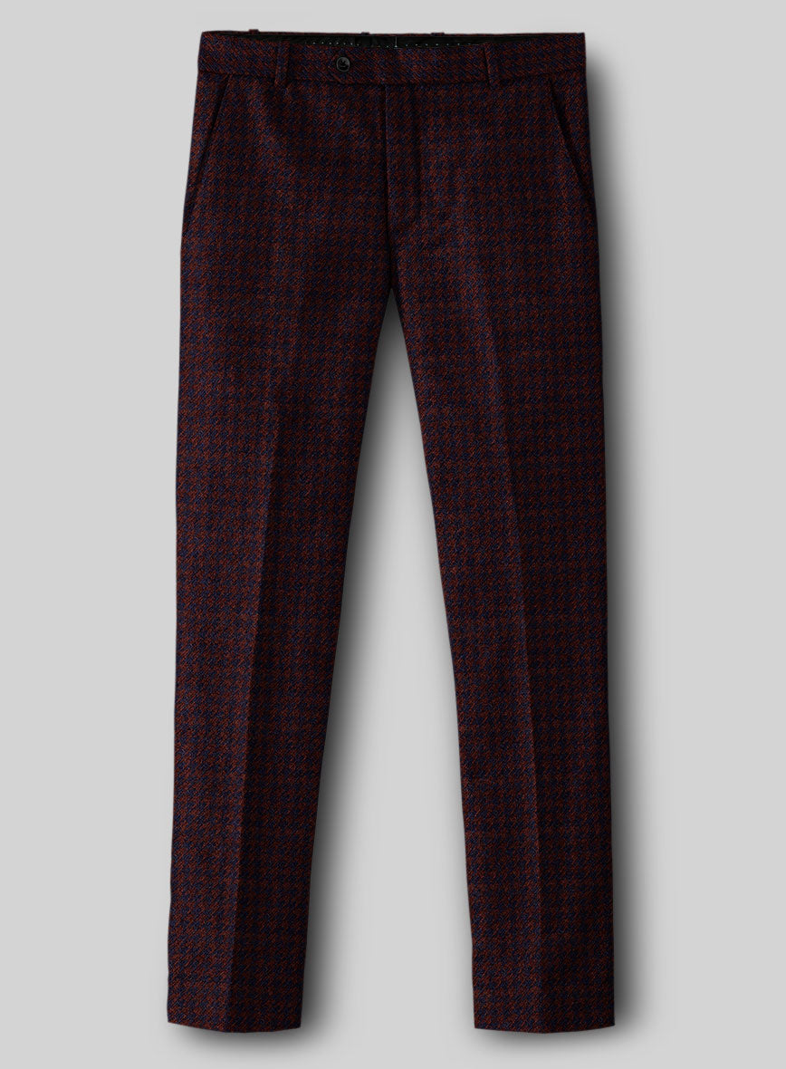Italian Merlot Houndstooth Tweed Pants - StudioSuits