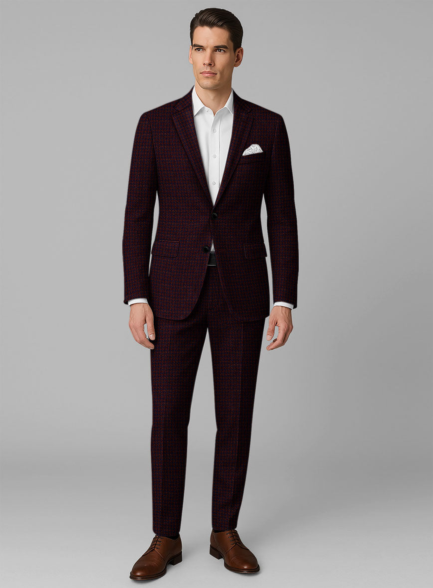 Italian Merlot Houndstooth Tweed Suit - StudioSuits