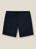 Italian Midnight Blue Cotton Stretch Shorts - StudioSuits