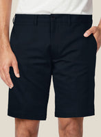 Italian Midnight Blue Cotton Stretch Shorts - StudioSuits