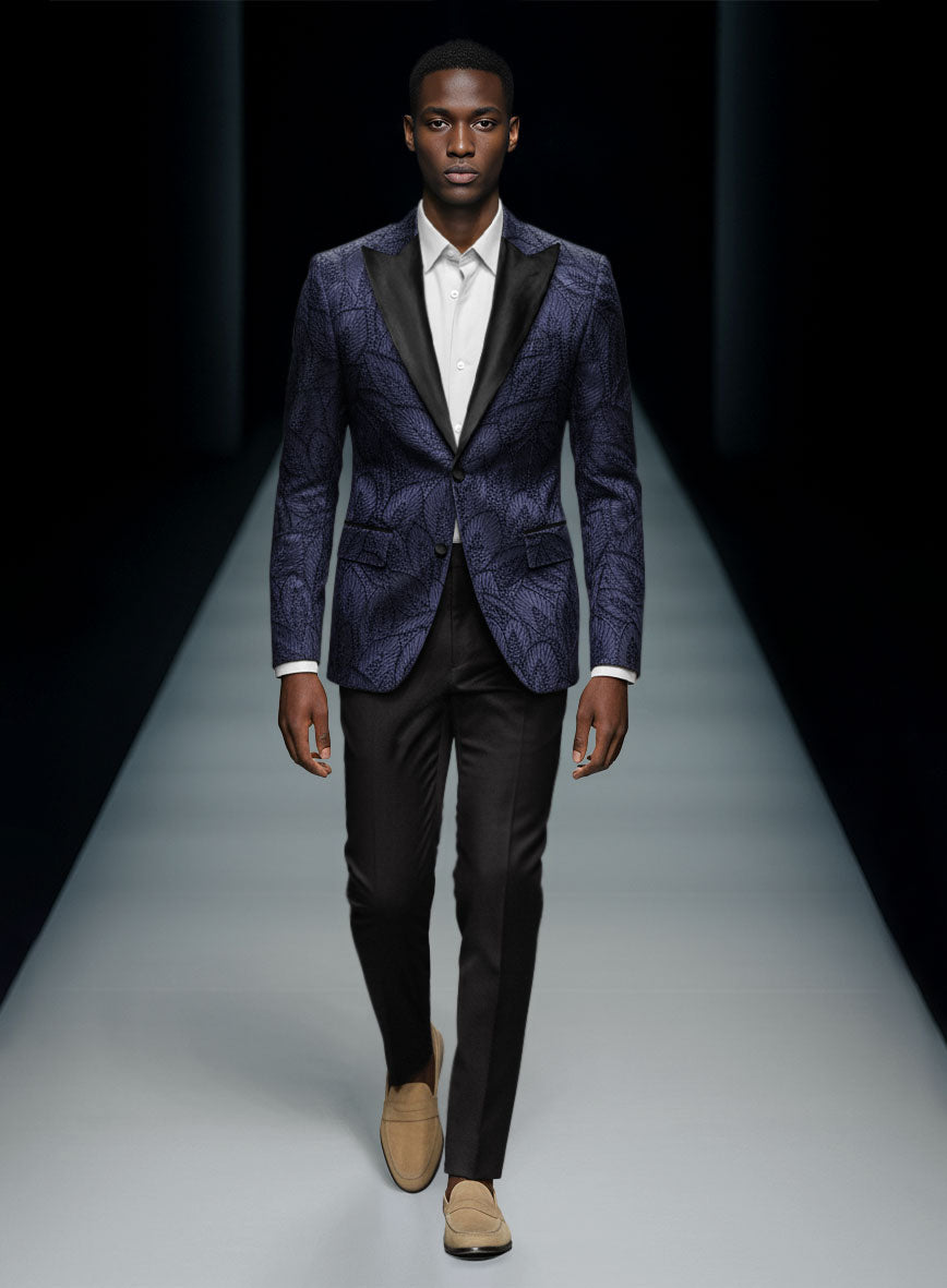 【U】BOUCLE SUIT TROUSERS Italian Midnight Opulenza Tuxedo Suit – StudioSuits