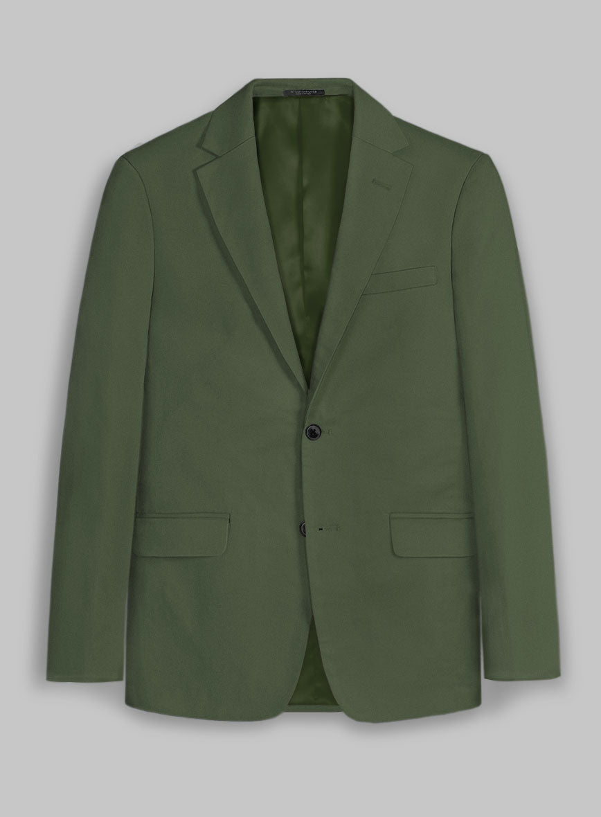 Italian Military Green Cotton Stretch Jacket - StudioSuits