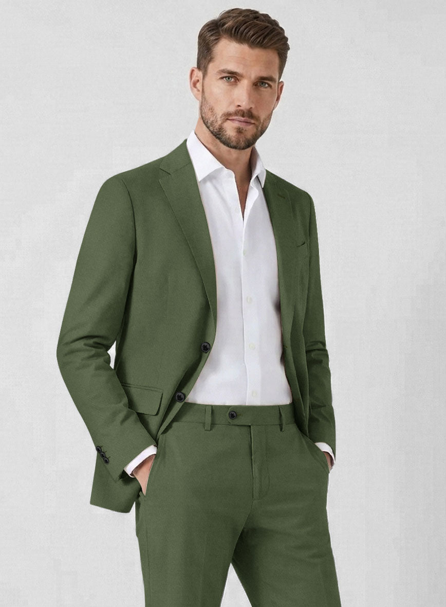 Italian Military Green Cotton Stretch Jacket Italian Military Green Cotton Stretch Jacket
