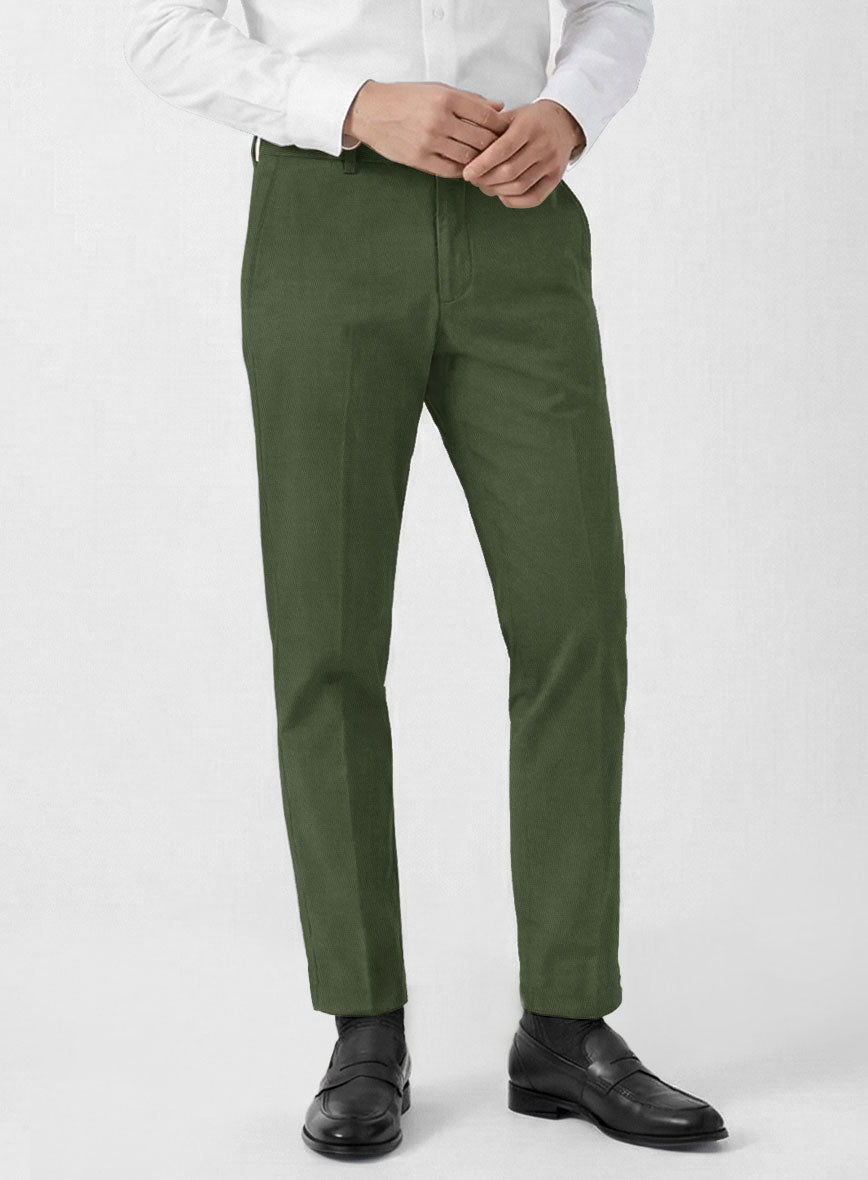 Italian Military Green Cotton Stretch Pants – StudioSuits