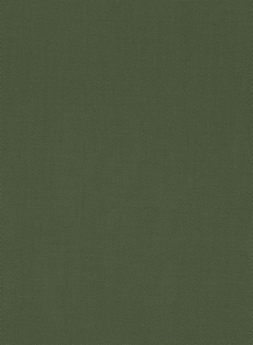 Italian Military Green Cotton Stretch Pants - StudioSuits