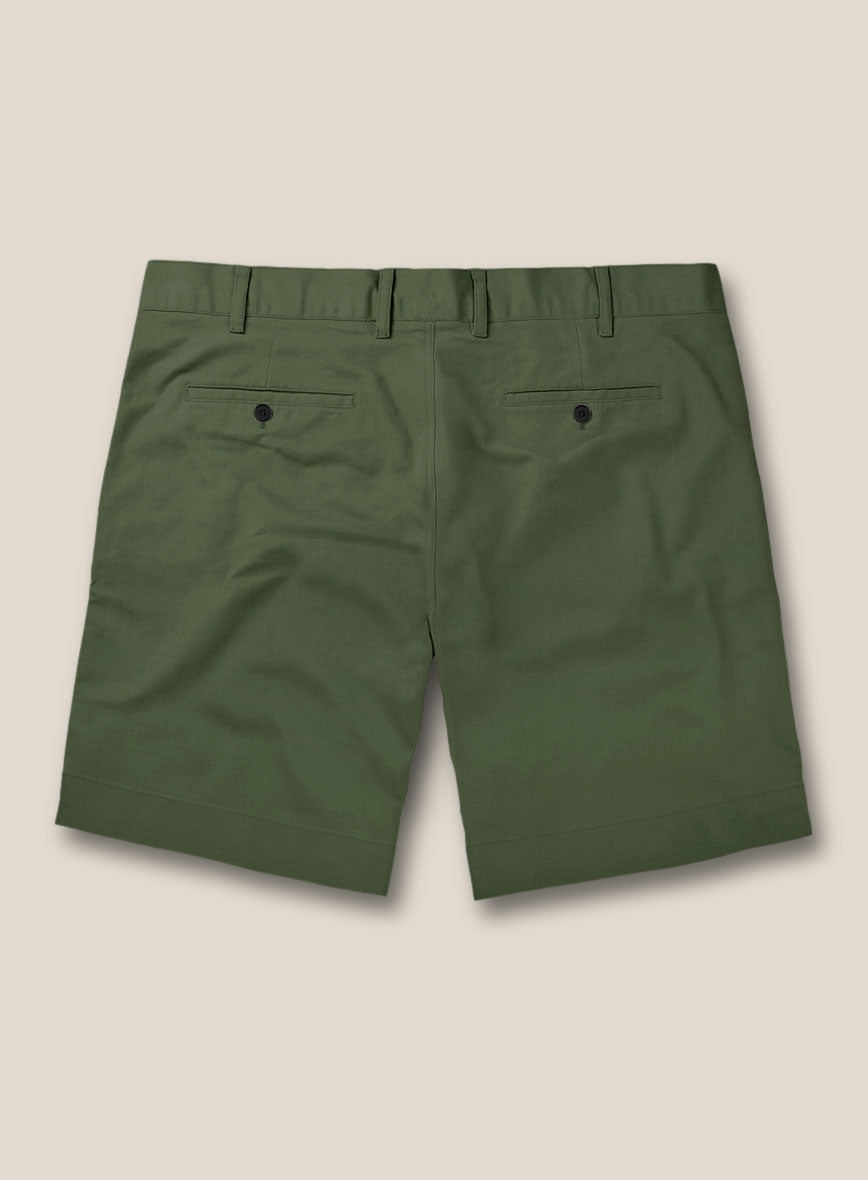 Italian Military Green Cotton Stretch Shorts - StudioSuits