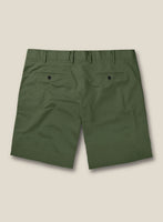 Italian Military Green Cotton Stretch Shorts - StudioSuits