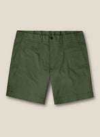 Italian Military Green Cotton Stretch Shorts - StudioSuits