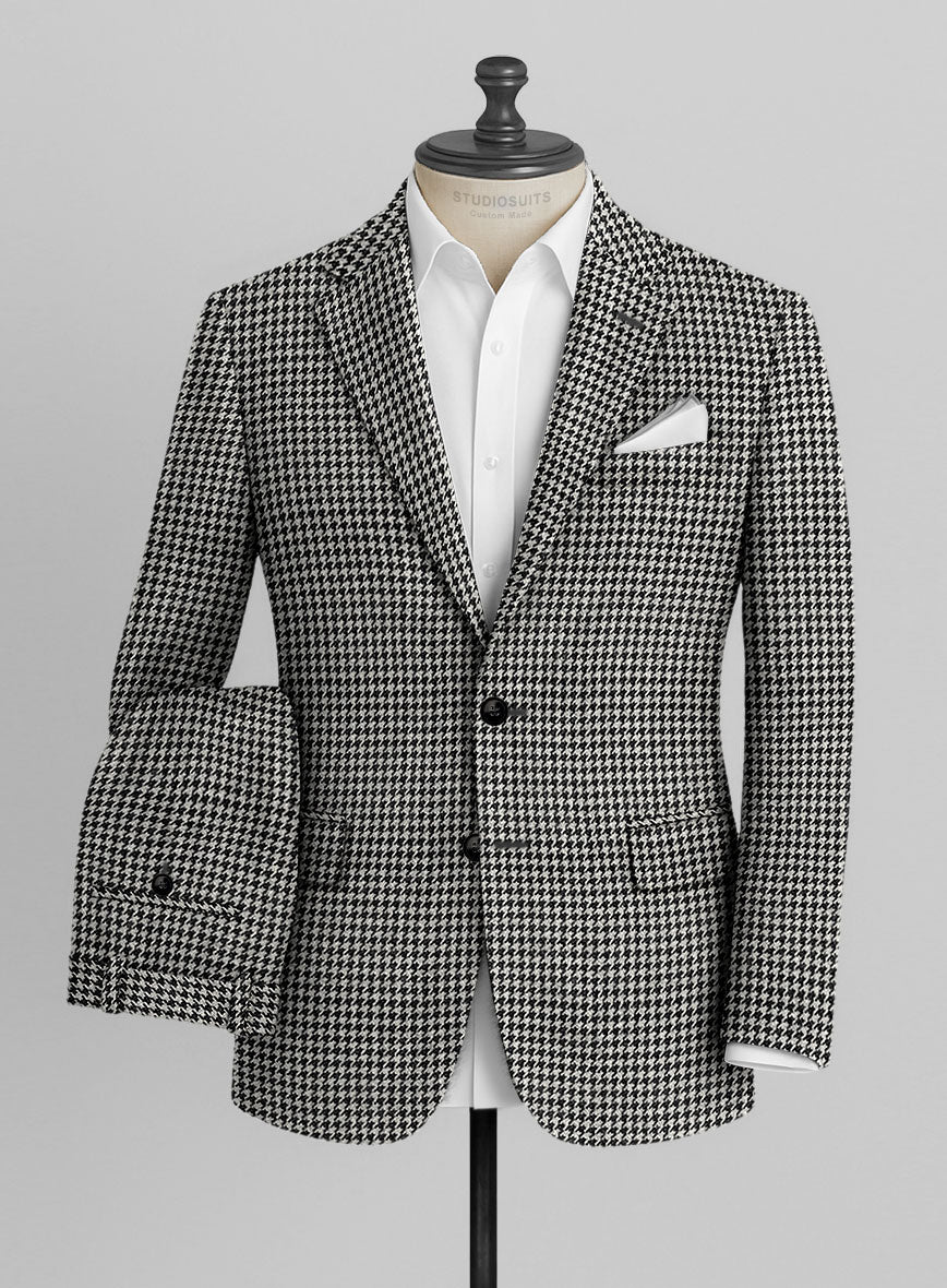 Italian Mini Black & White Houndstooth Tweed Suit - StudioSuits