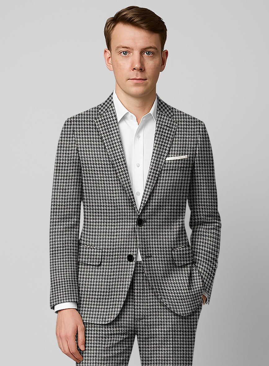 Italian Mini Black & White Houndstooth Tweed Suit - StudioSuits