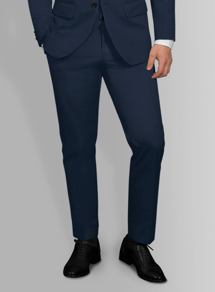 Italian Mirage Blue Cotton Stretch Pants - StudioSuits