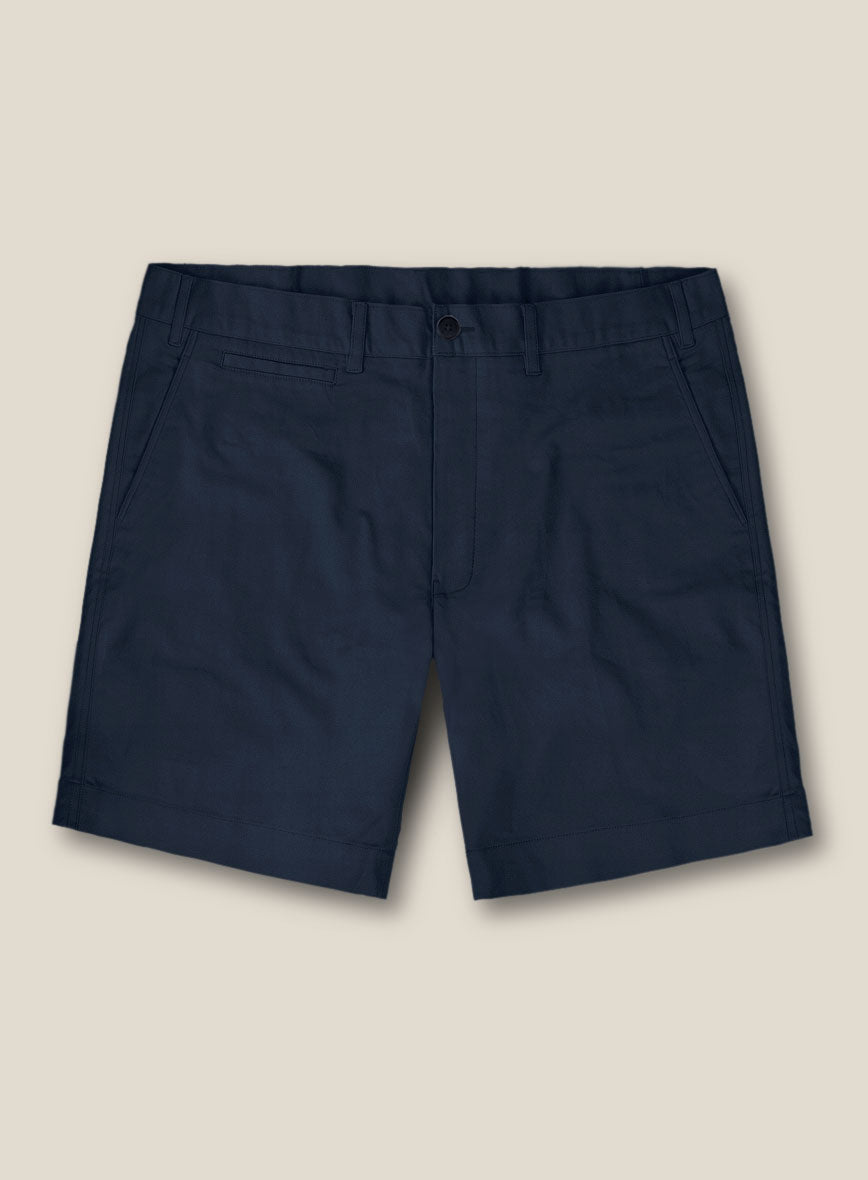 Italian Mirage Blue Cotton Stretch Shorts - StudioSuits