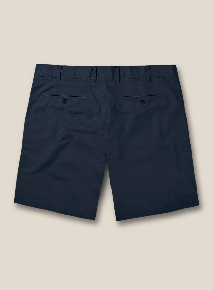 Italian Mirage Blue Cotton Stretch Shorts - StudioSuits