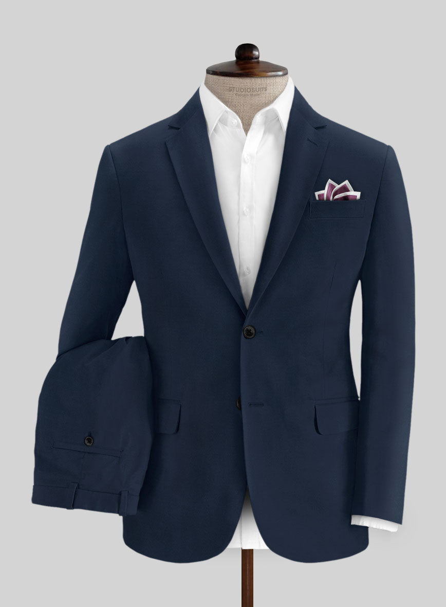 Italian Mirage Blue Cotton Stretch Suit - StudioSuits