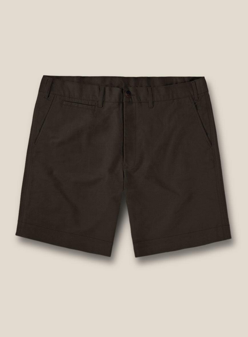 Italian Mocha Brown Cotton Stretch Shorts - StudioSuits