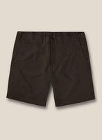 Italian Mocha Brown Cotton Stretch Shorts - StudioSuits