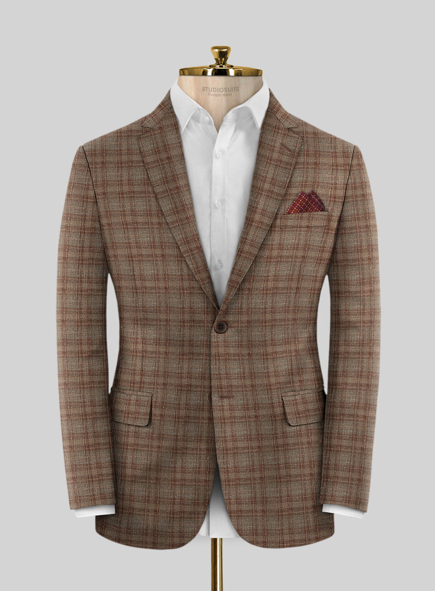 Italian Murano Basto Brown Wool Linen Silk Jacket - StudioSuits