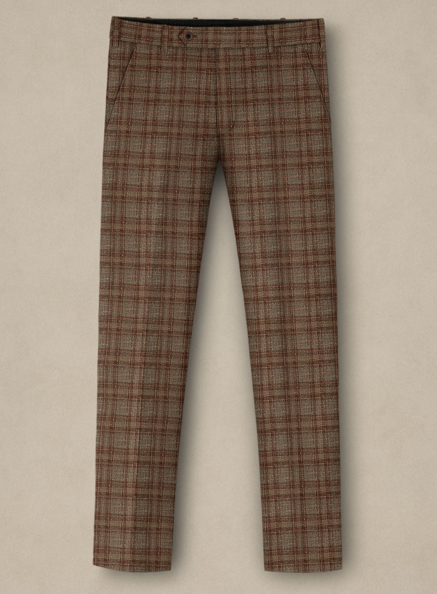 Italian Murano Basto Brown Wool Linen Silk Pants - StudioSuits