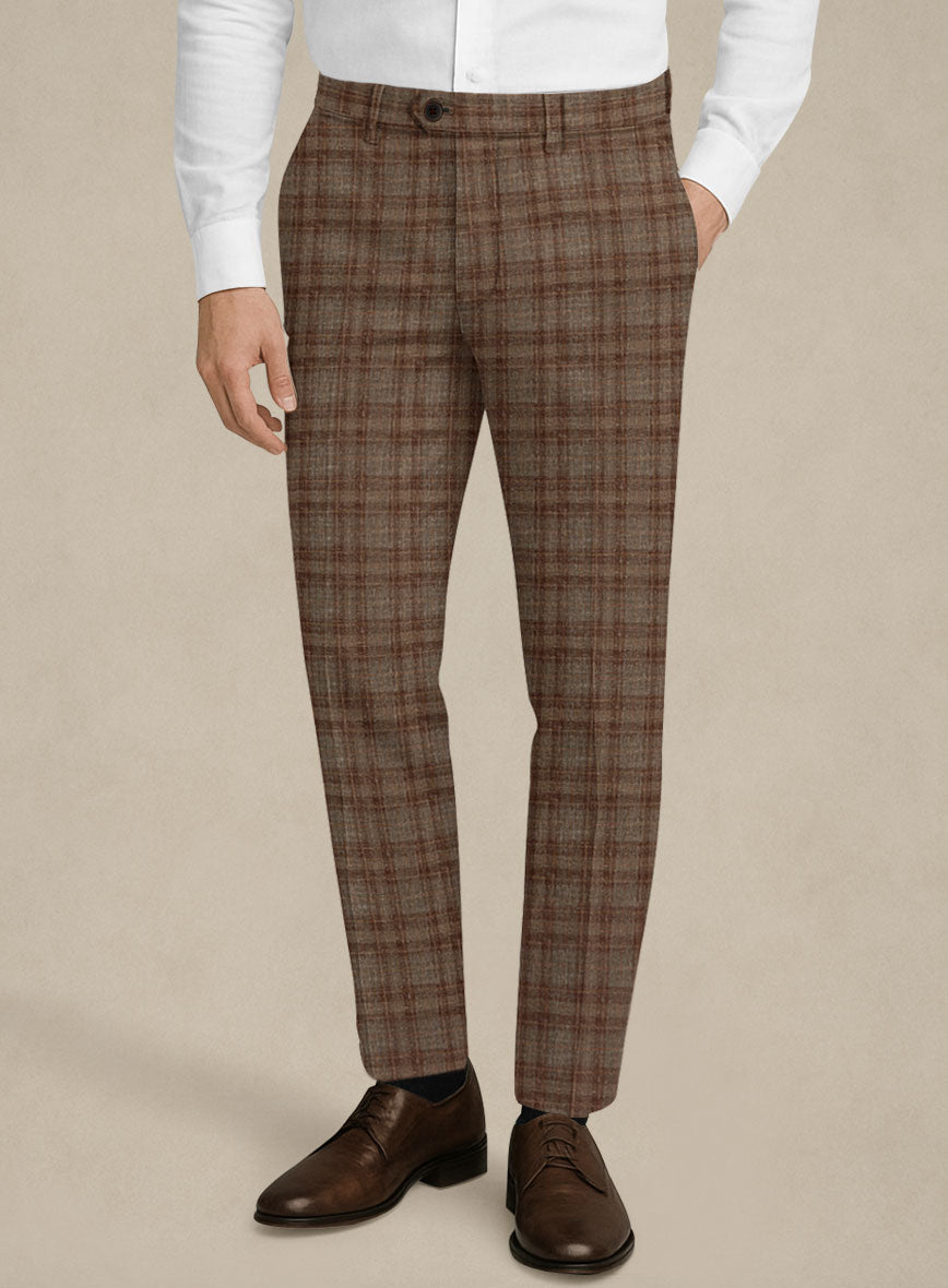 Italian Murano Basto Brown Wool Linen Silk Pants - StudioSuits