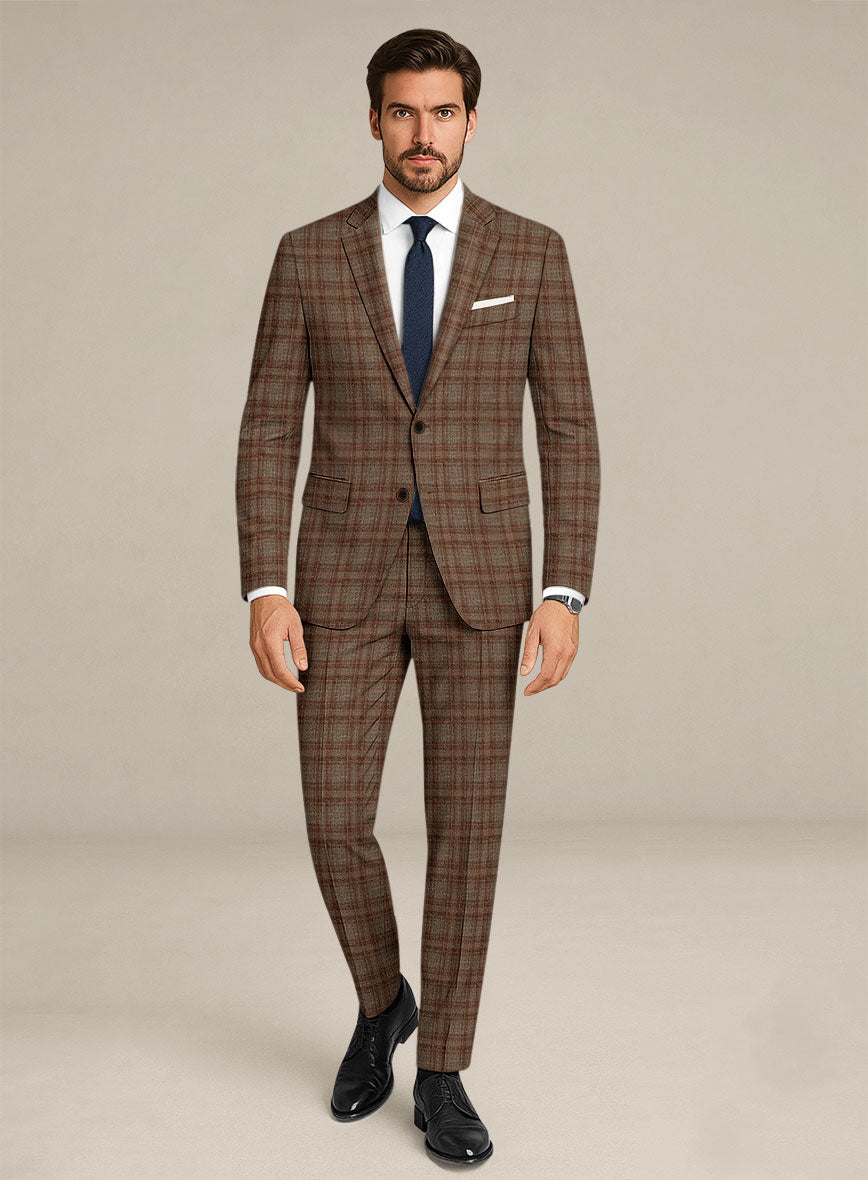 Italian Murano Basto Brown Wool Linen Silk Suit - StudioSuits