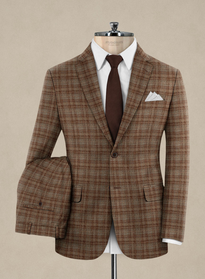 Italian Murano Basto Brown Wool Linen Silk Suit - StudioSuits