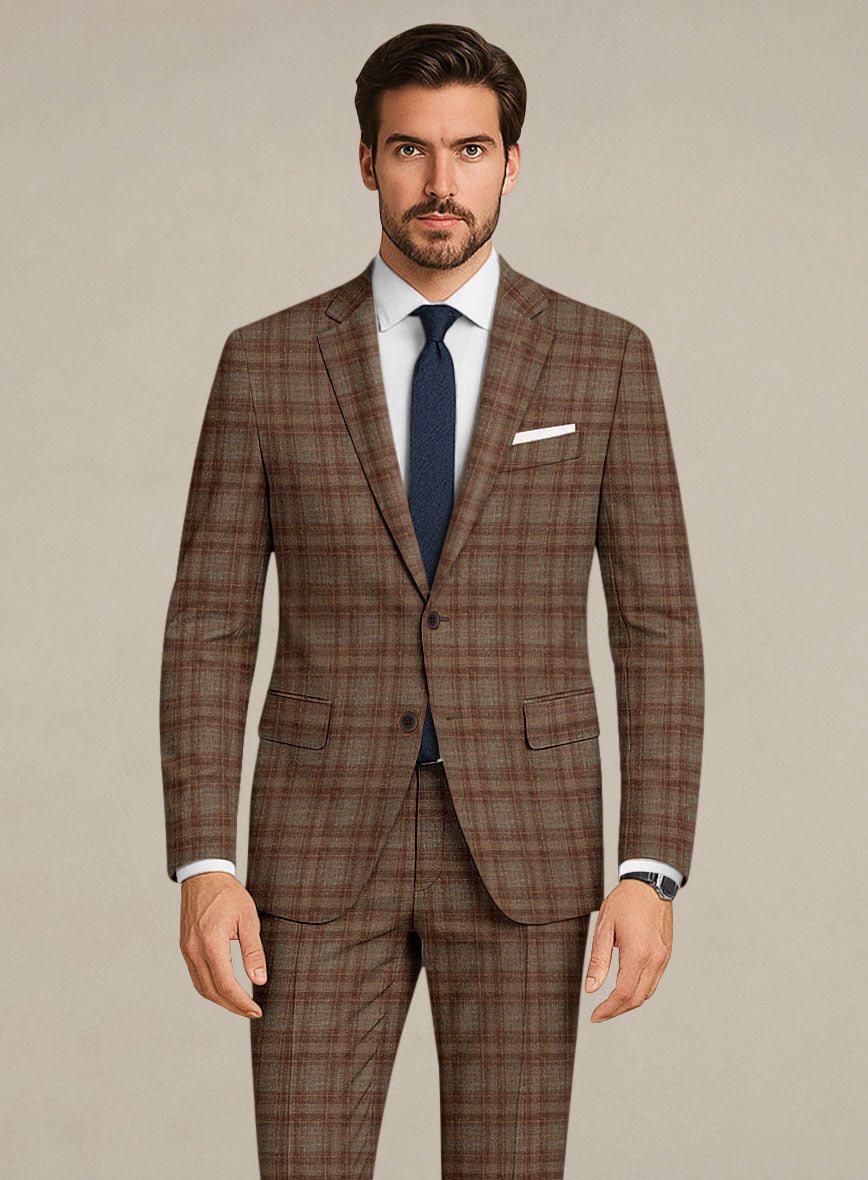 Italian Murano Basto Brown Wool Linen Silk Suit - StudioSuits