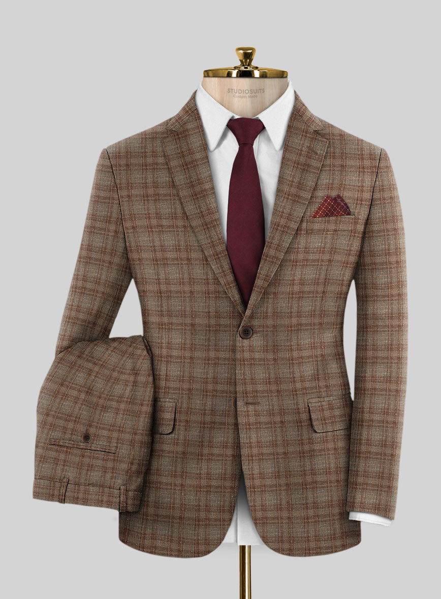 Italian Murano Basto Brown Wool Linen Silk Suit - StudioSuits