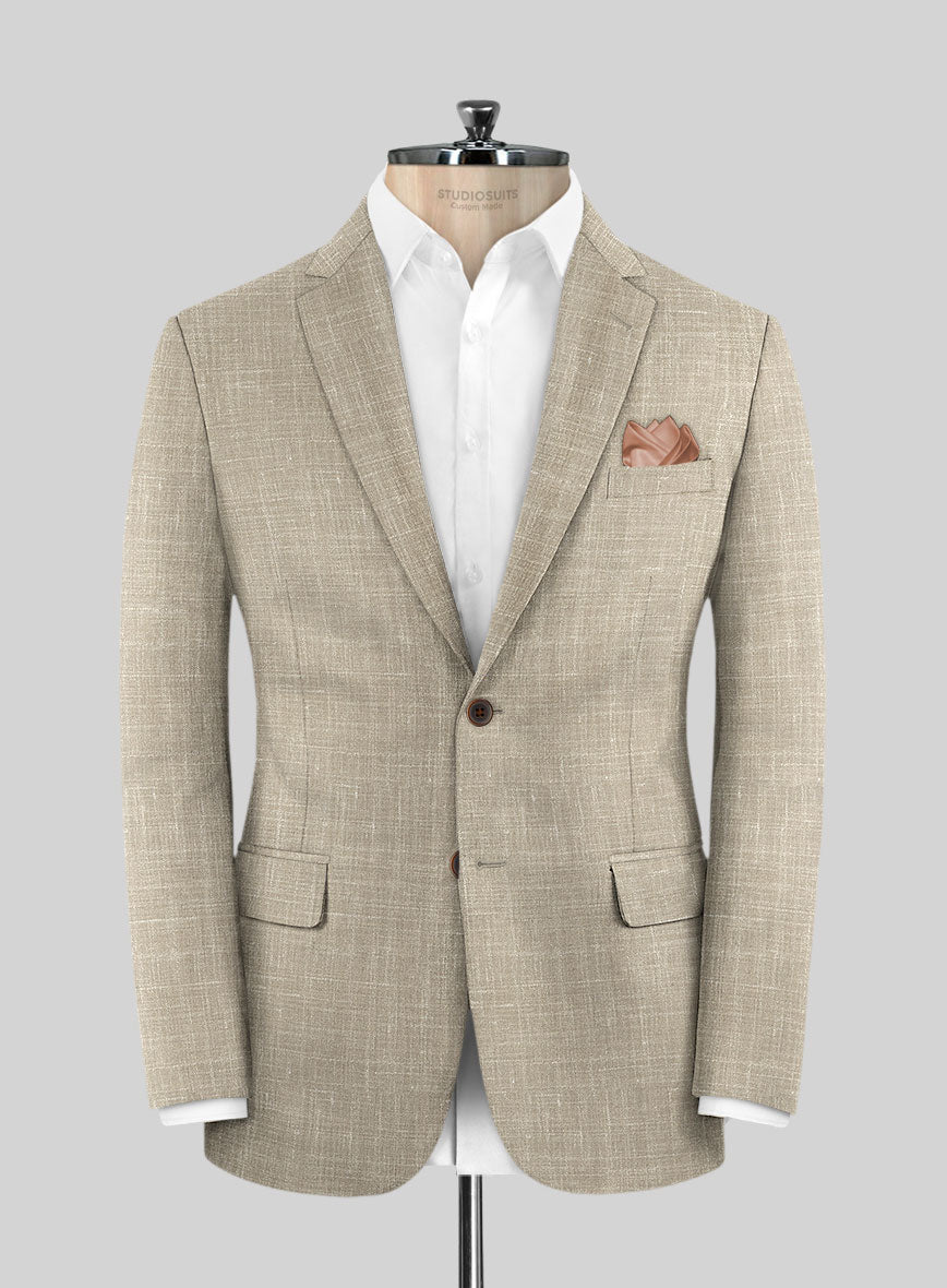 Italian Murano Beige Wool Linen Jacket - StudioSuits