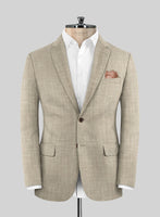 Italian Murano Beige Wool Linen Jacket - StudioSuits