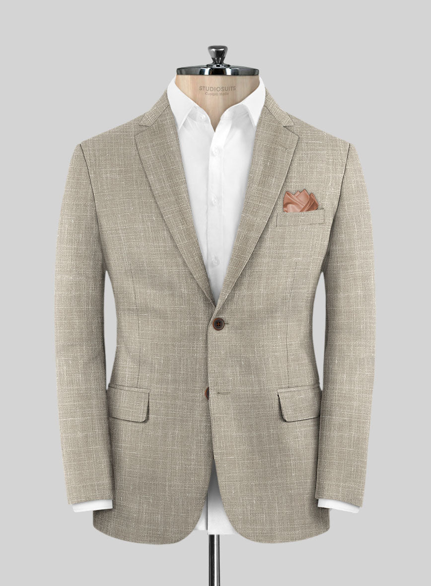 Italian Murano Beige Wool Linen Jacket - StudioSuits