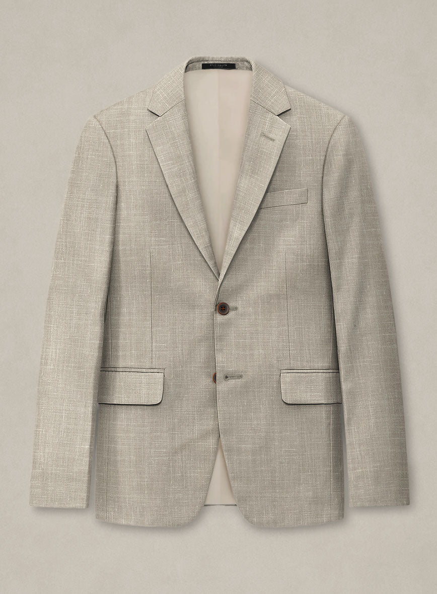 Italian Murano Beige Wool Linen Jacket - StudioSuits
