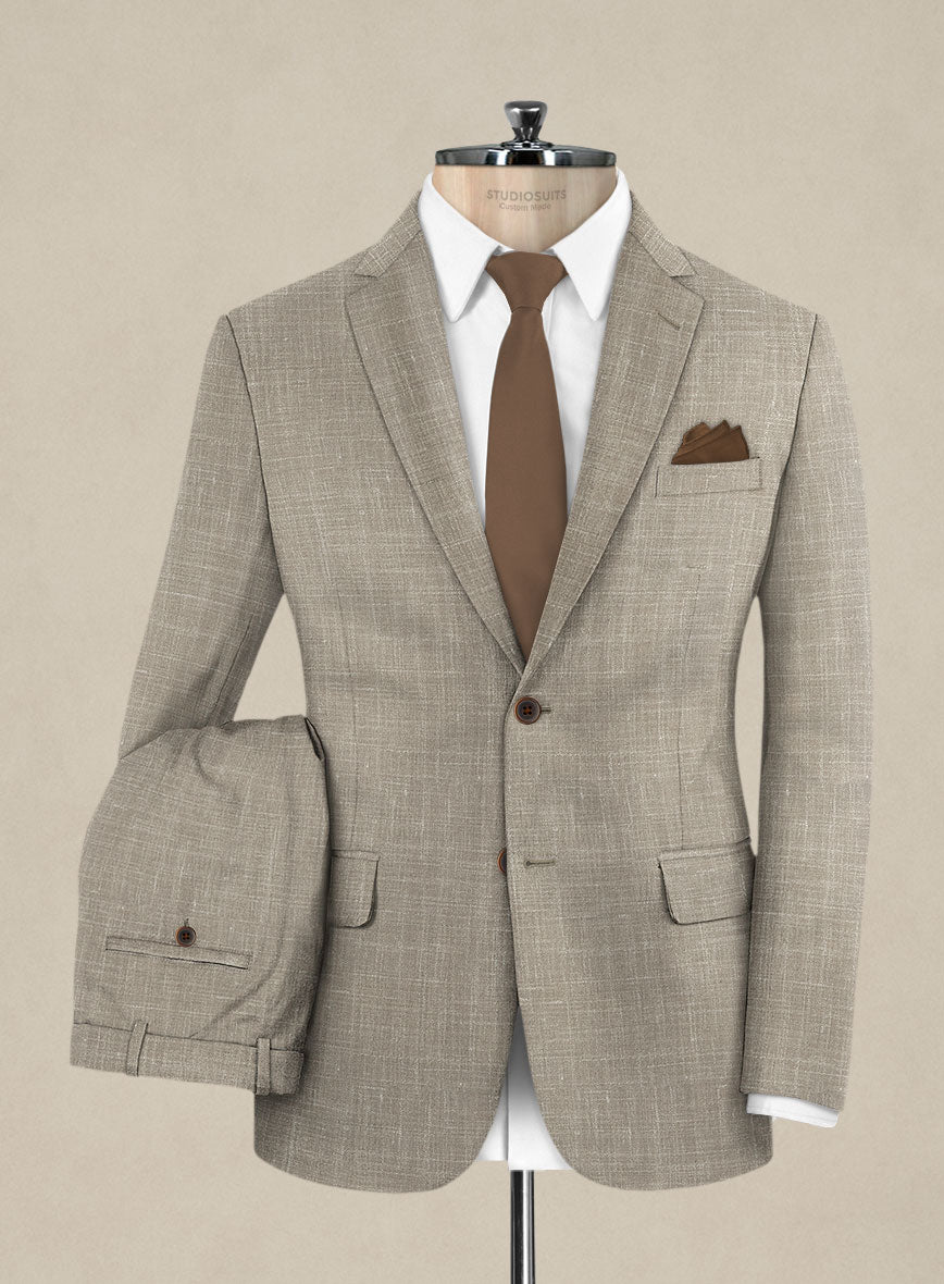 Italian Murano Beige Wool Linen Suit - StudioSuits