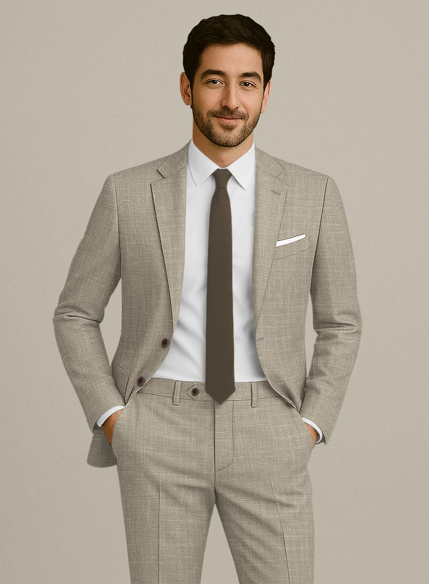 Italian Murano Beige Wool Linen Suit - StudioSuits