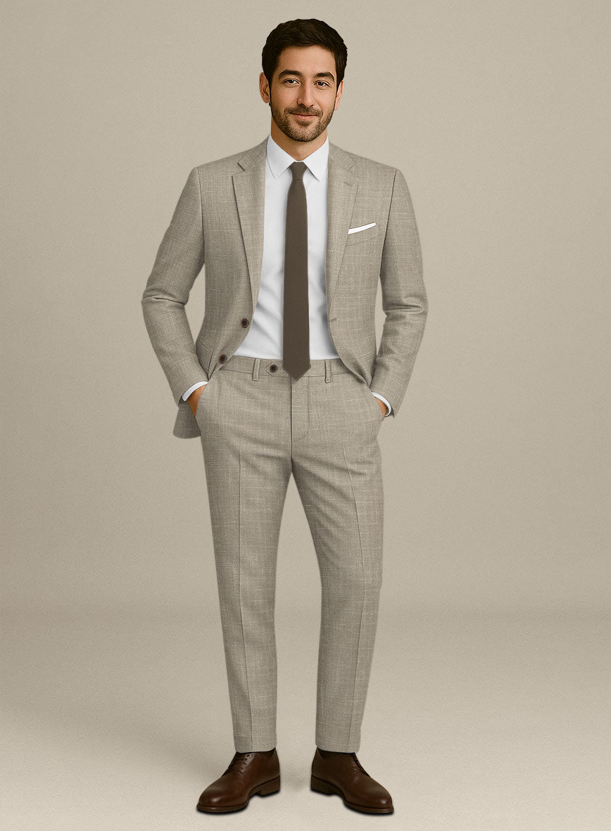 Italian Murano Beige Wool Linen Suit - StudioSuits