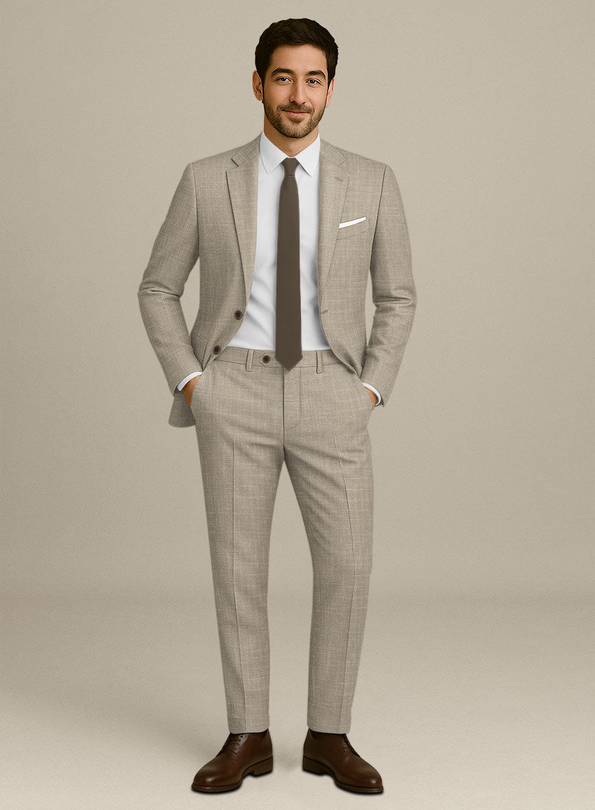 Italian Murano Beige Wool Linen Suit - StudioSuits