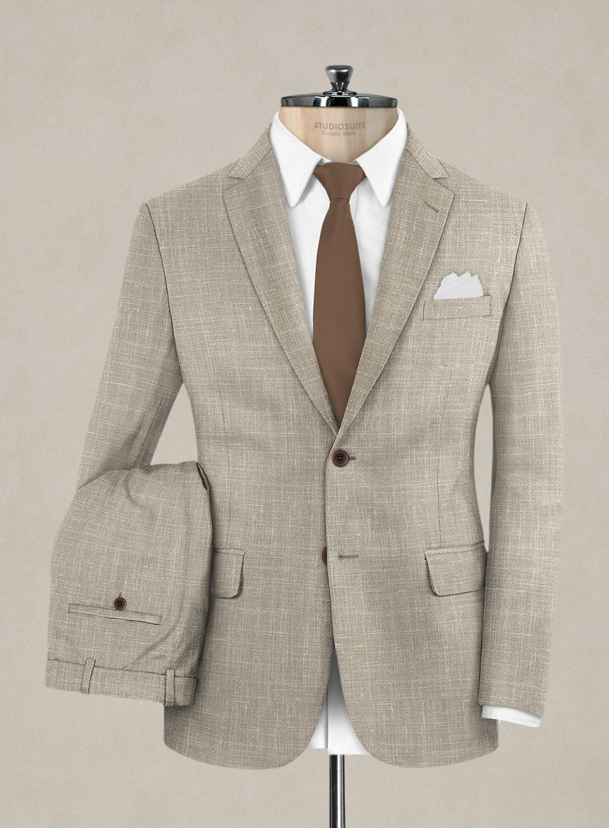 Italian Murano Beige Wool Linen Suit - StudioSuits