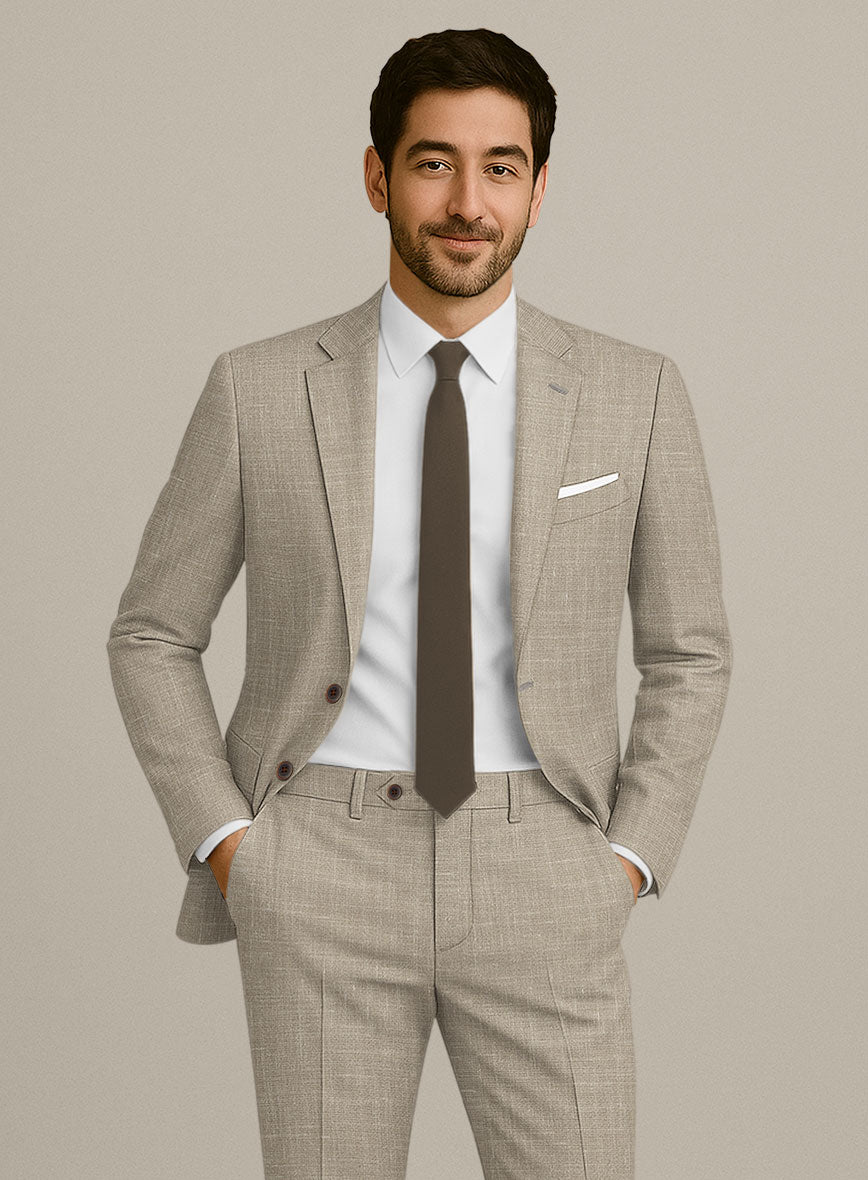 Italian Murano Beige Wool Linen Suit - StudioSuits