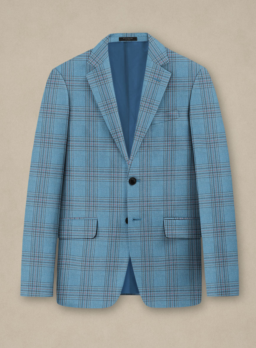 Italian Murano Beni Blue Wool Linen Silk Jacket - StudioSuits