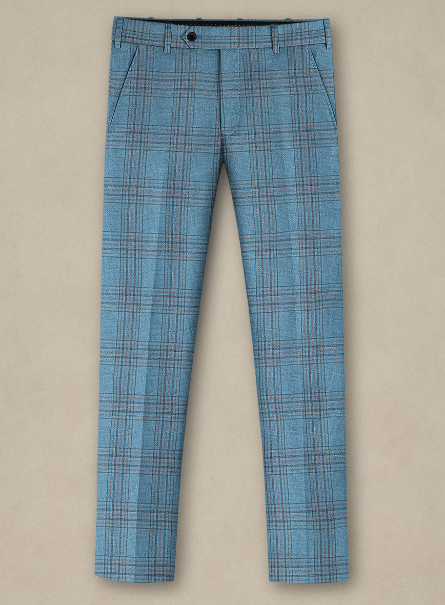 Italian Murano Beni Blue Wool Linen Silk Pants - StudioSuits