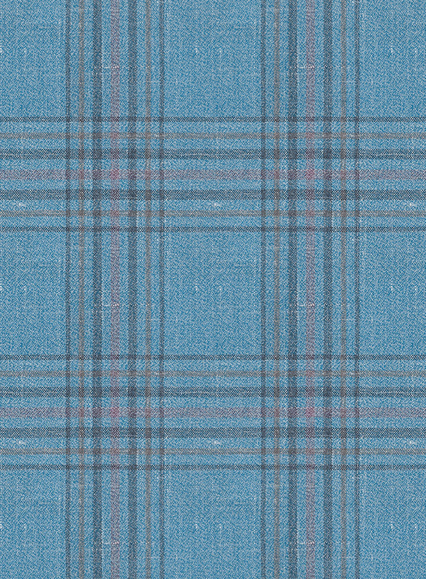 Italian Murano Beni Blue Wool Linen Silk Pants - StudioSuits