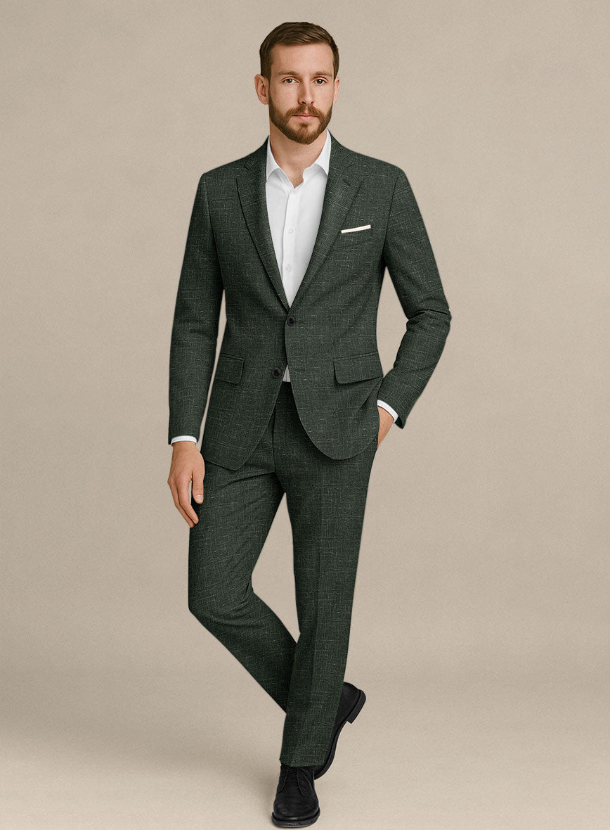 Italian Murano Bottle Green Wool Linen Suit - StudioSuits